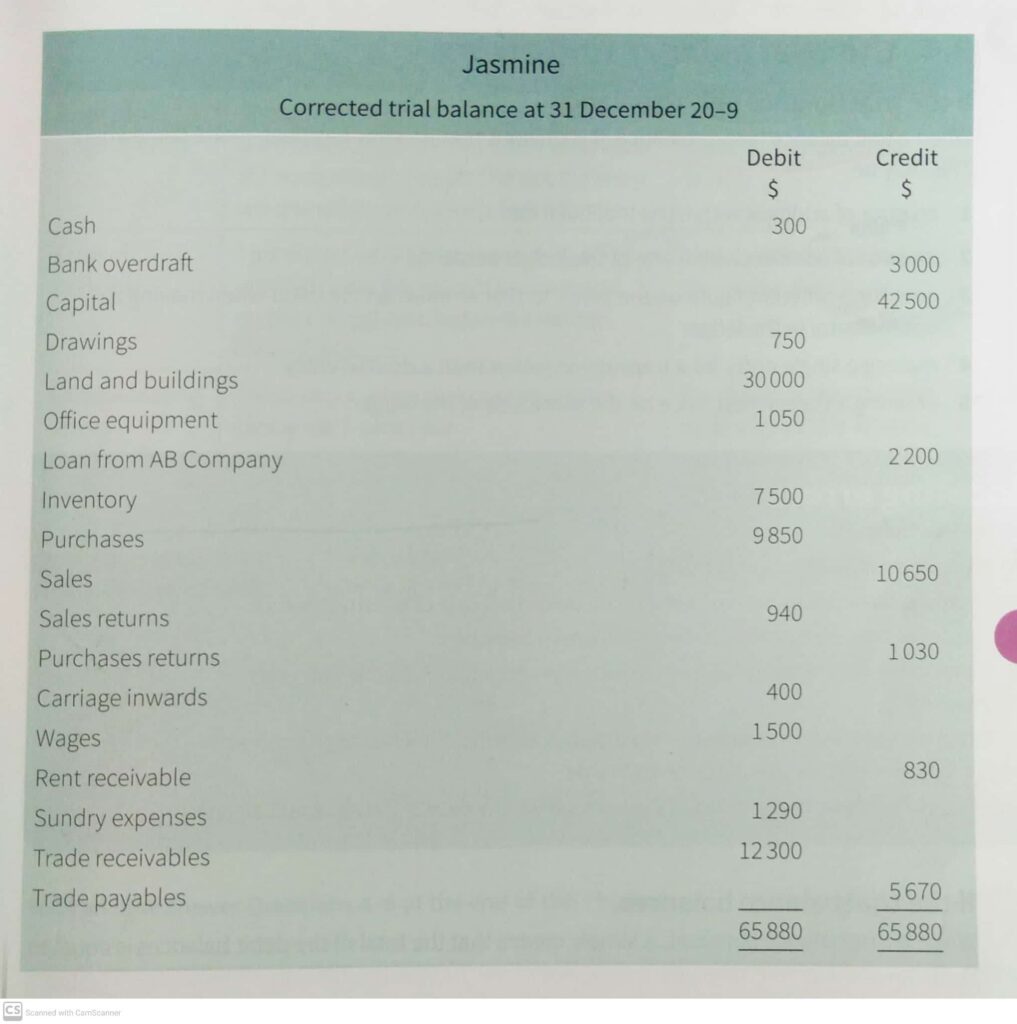 answer format 1 trial balance example question 2